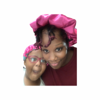 Mommy and Me Pink Satin bonnets